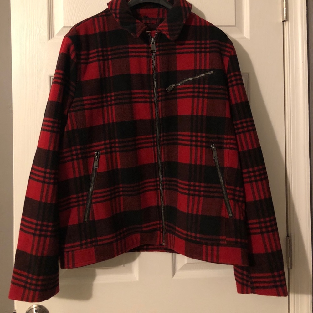 Mens Red and Plaid Lucky Brand Jacket